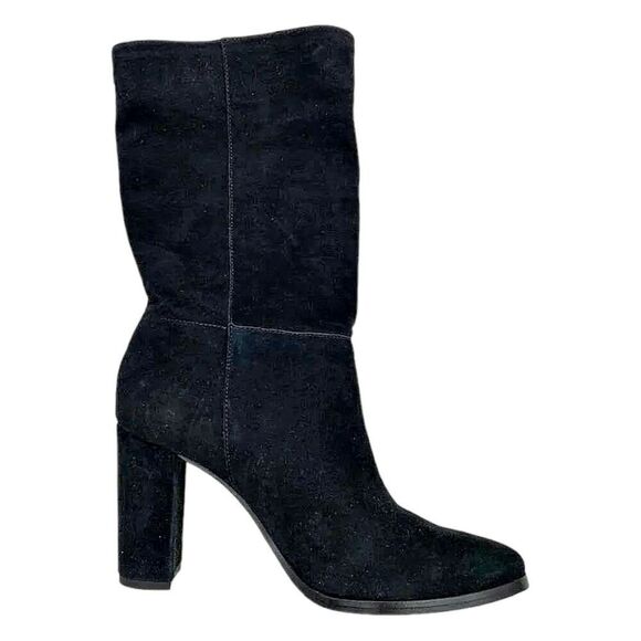 Lauren Ralph Lauren Women's Artizan II Mid-Calf Boots Suede Block Heel Black 9.5 - Picture 3 of 6